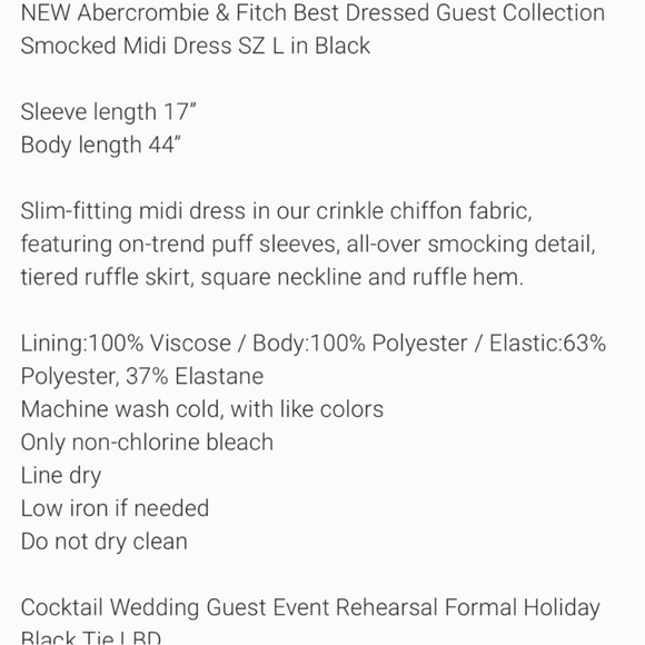 Abercrombie Black Smocked Midi Dress - Picture 5 of 5